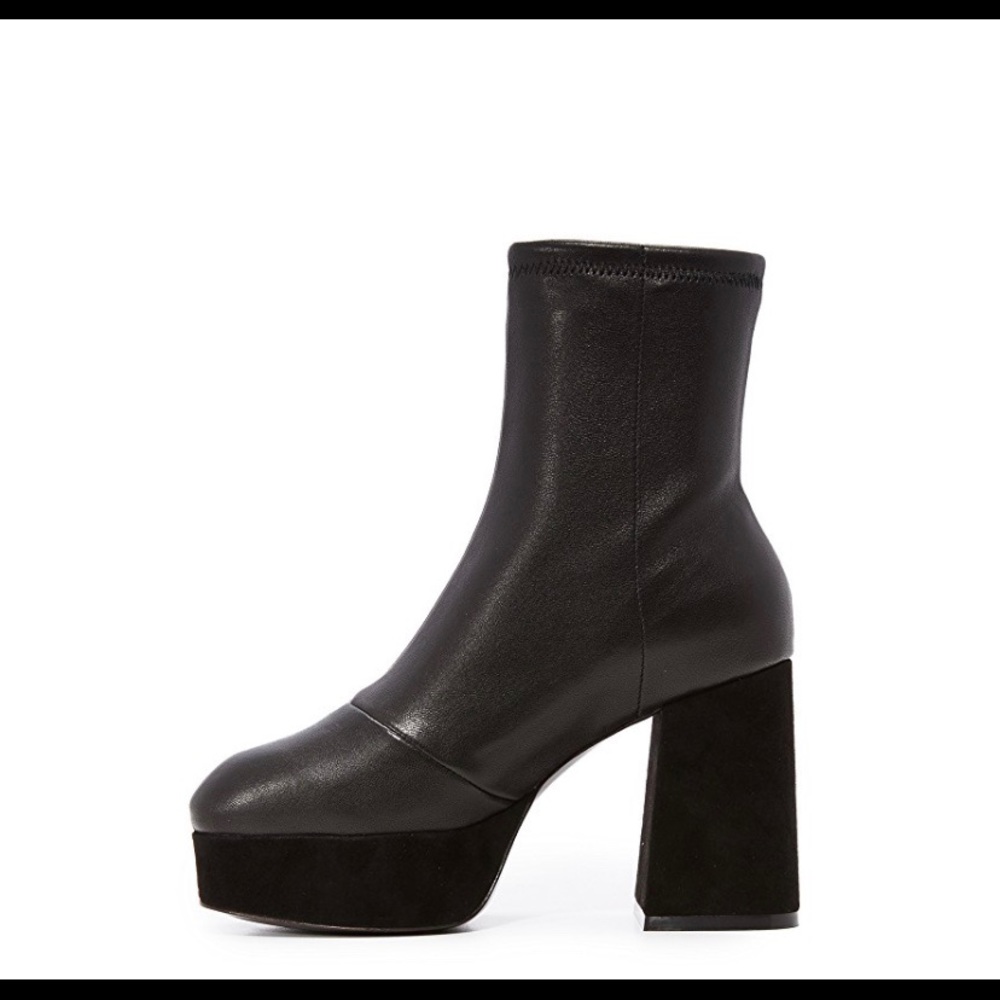 Leather and suede pull-on platform boots